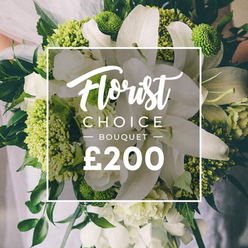 Flower Delivery Queensbury proudly presents this Florist Choice Bouquet, a refined fusion of pristine whites and chartreuse greens that captures the spirit of our northwest London neighbourhood. The arrangement centers on colossal white lilies, their petals unfurling with serene radiance, while clusters of soft white blooms-ranunculus or spray roses-build volume and a touch of velvet texture. Lime-green accents-greens that recall Green Trick dianthus or compact hydrangeas-provide a modern, architectural zing against the pure white. Dark, luxuriant foliage, including eucalyptus and ruscus, frames the bouquet and adds depth, so the stems feel rooted in garden soil as well as in craft. The bouquet appears hand-tied, held by a person in a pale gown in a softly blurred background that hints at a wedding or formal celebration. A central white frame overlays the image, announcing the Florist Choice Bouquet and the price £200 in bold type, underscoring its premium status. This piece is ideal for weddings, anniversaries, or special deliveries across Queensbury and the nearby NW London belt, where same-day delivery is part of the service. Carefully composed to communicate expertise and warmth, this bouquet blends timeless elegance with contemporary flair, offering a thoughtful, lasting gesture for those marking a major milestone.