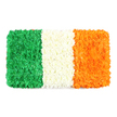 This striking, hand-crafted floral flag recreates the Irish tricolour with petals, placed against a pristine white backdrop. The flag is a rectangle of three equal vertical bands, each formed from countless tiny blossoms that provide a rich, three-dimensional texture. The left stripe glows emerald green, a plush carpet of small green blossoms-likely carnations or chrysanthemums-arranged to create a slightly uneven, organic surface that catches light at the petal junctions. The central white stripe radiates as a cloud-like field of tightly clustered petals, bright and soft, its surface acting as a calm divider between the two colours. The right stripe radiates bright orange, built from numerous tiny orange flowers such as marigolds or chrysanthemums, sharing the same intricate density and tactile depth. The arrangement mirrors a standard national flag, its proportions precise and its edges clean, yet the texture and natural variation remind us it is handmade. The combination of vivid colours and the organic surface gives the piece a celebratory, handcrafted vibe, perfect for articles about Irish identity, culture, St Patrick's Day celebrations, or national holidays. In Queensbury and surrounding NW London, this floral banner would suit community events, cultural gatherings, or display spaces that celebrate heritage. Delivered with care across Queensbury and nearby areas, it offers freshness and reliability for events or commemorations. Flower Delivery Queensbury is proud to provide such expressive, locally crafted pieces for your doorstep, with attention to detail and lasting bloom life.